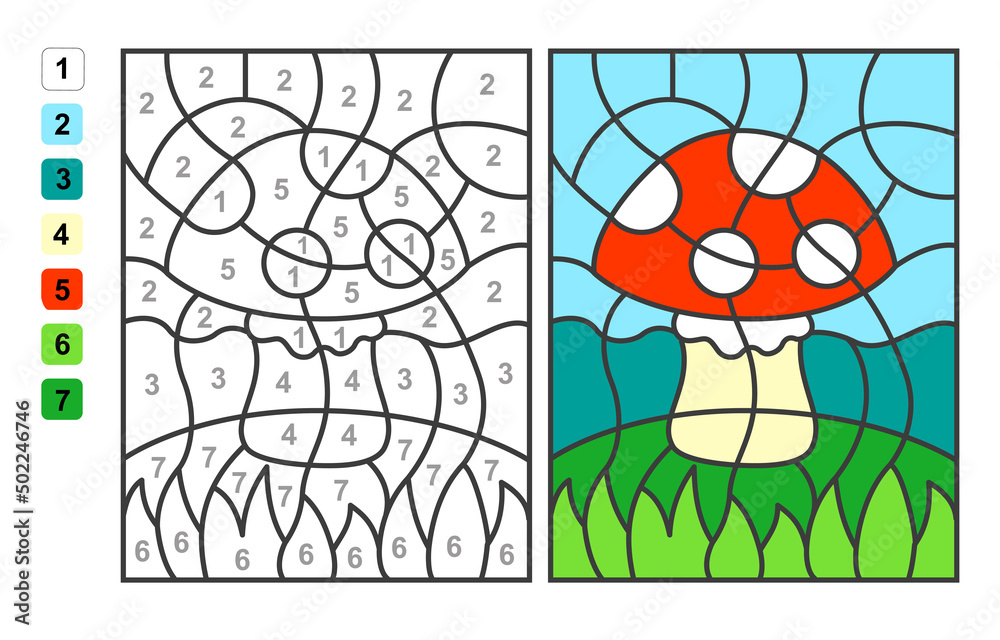 Vector coloring page color by numbers easter egg hunt puzzle game for children education and activities vector