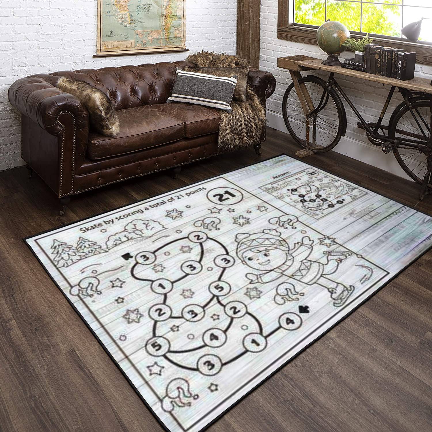 Modern home kids playroom area rugs math addition game puzzle for kids maze coloring page outline cartoon carpets non