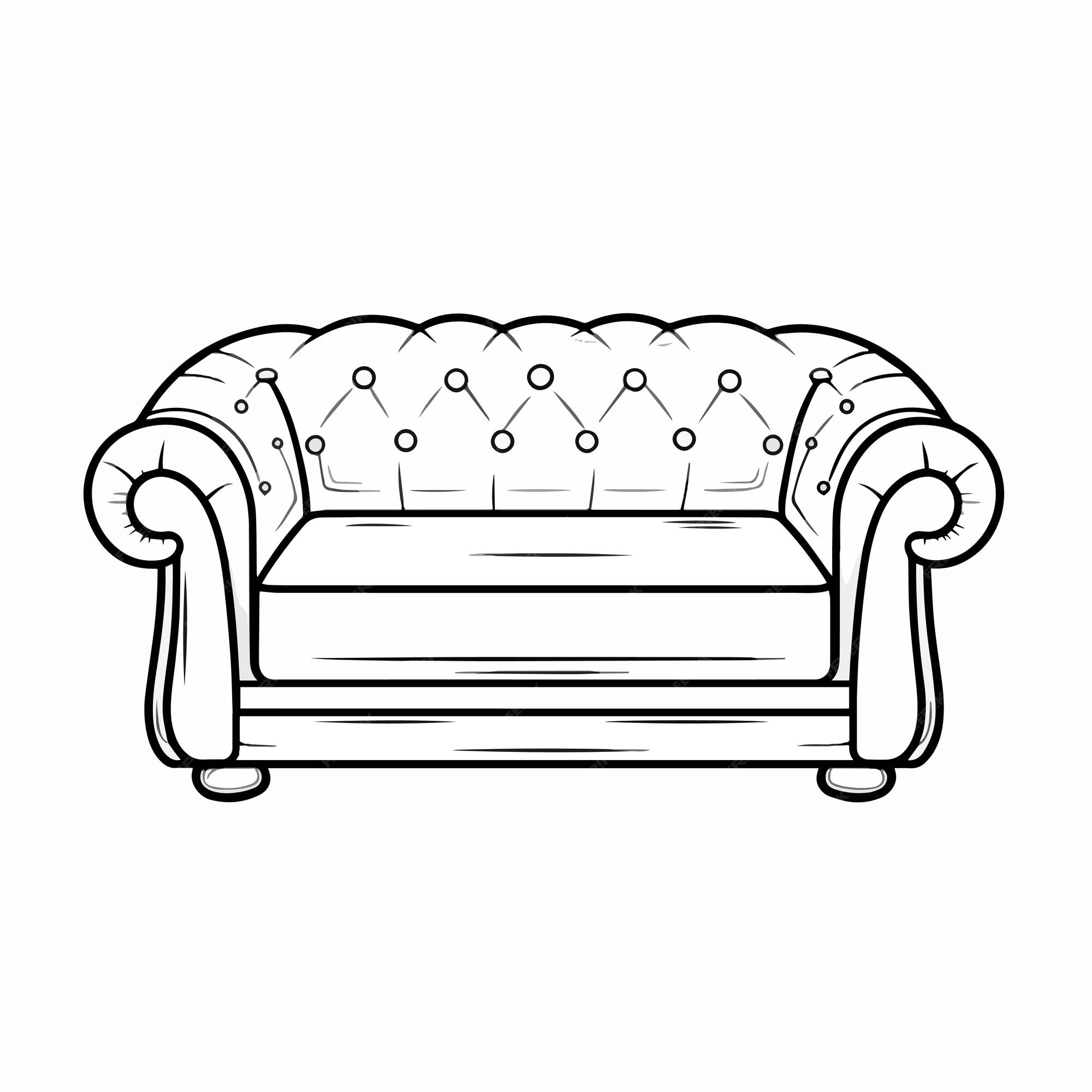 Premium vector the vector of a hand drawn coloring book sofa