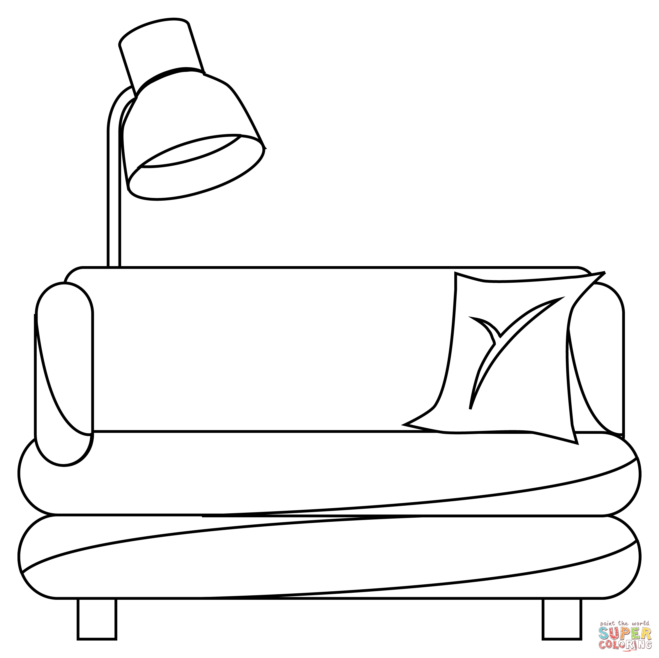 Couch and lamp coloring page free printable coloring pages