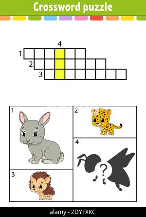 Crossword puzzle education developing worksheet activity page for study english with color pictures game for children isolated vector illustratio stock vector image art