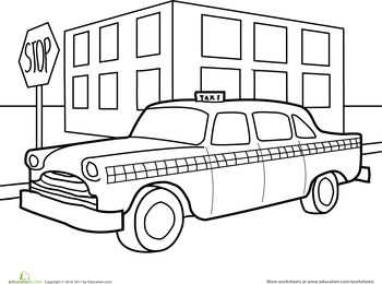 Taxi worksheet education coloring pages printables free kids coloring for kids free