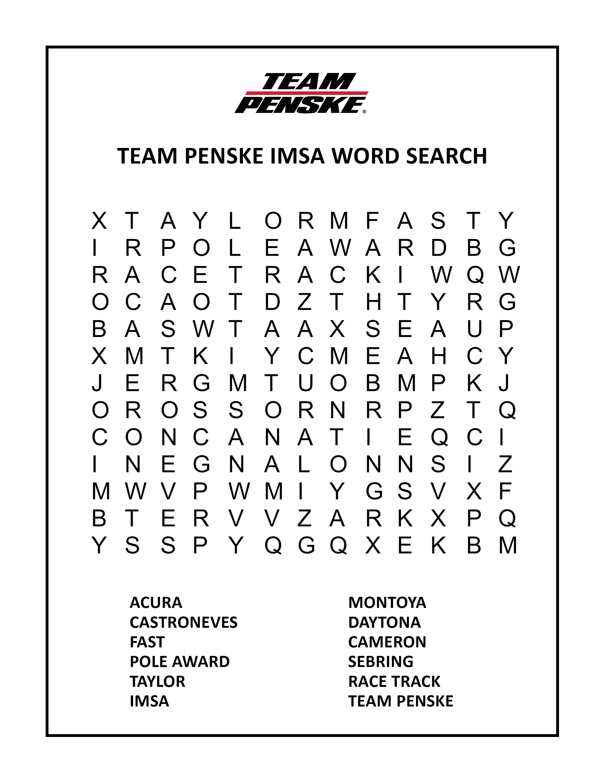 Team penske on x have kiddos looking for a fun project ð head to our website for all of our team penske inspired coloring pages word searches and crossword puzzles ð httpstcoetfazpvdta