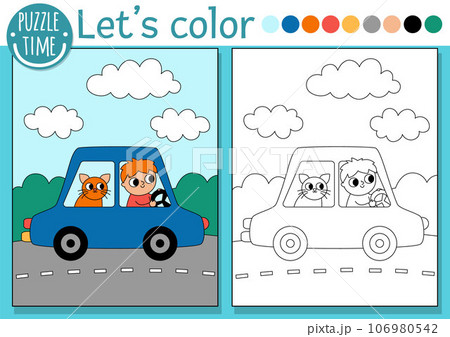 Transportation coloring page for children withãããããç æ