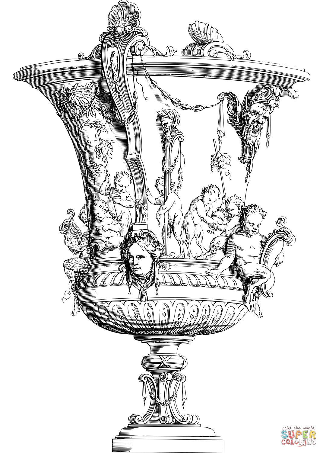 Art nouveau vase coloring page free printable coloring pages