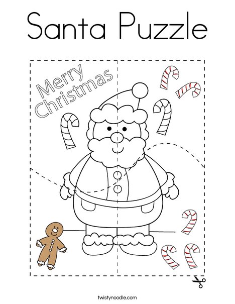 Santa puzzle coloring page