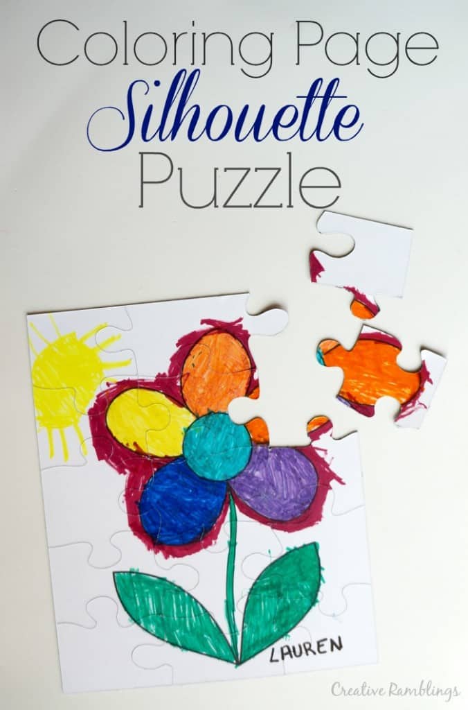 Coloring page puzzle with a silhouette