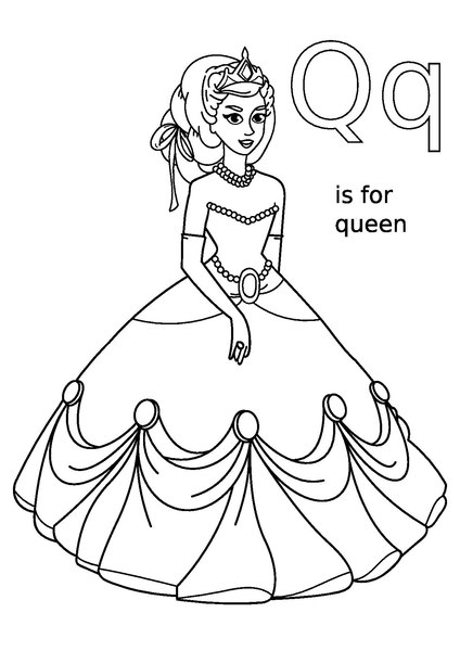 Q is for queen letter q practice alphabet coloring colouring page for girls â worksheets etc