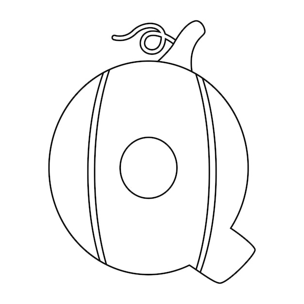 Premium vector coloring page with letter q for kids