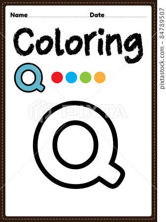 Letter q alphabet coloring page for preschool