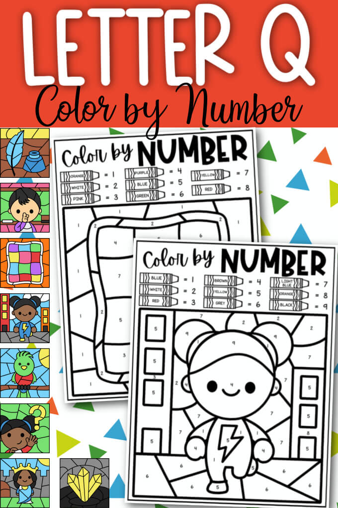 Words that start with q color by number printables