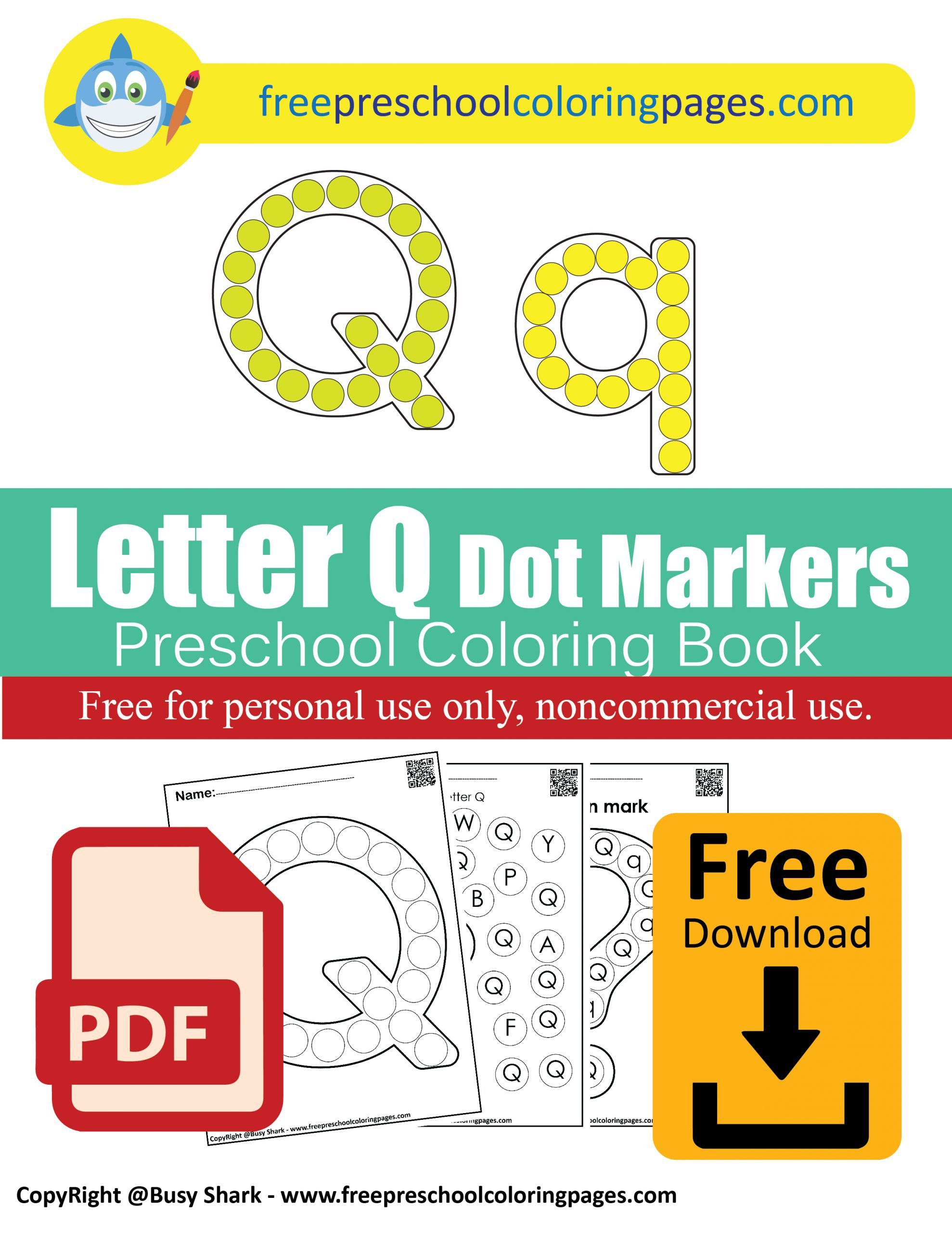 Letter q dot markers free coloring pages