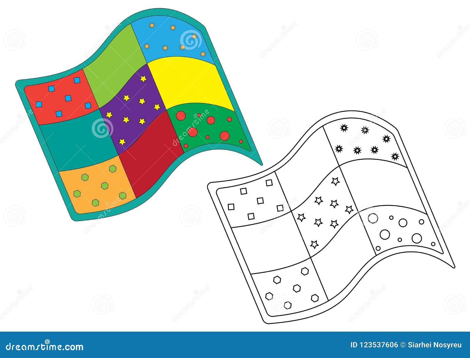 Quilt coloring page vector illustration stock vector