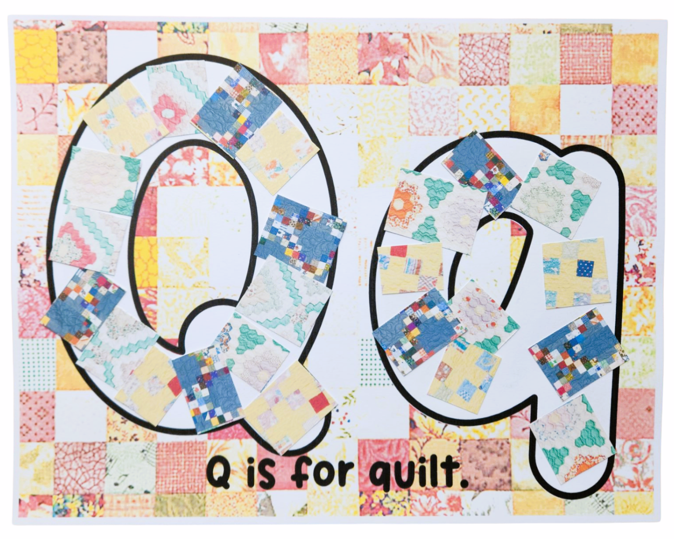 Q is for quilt craft coloring page