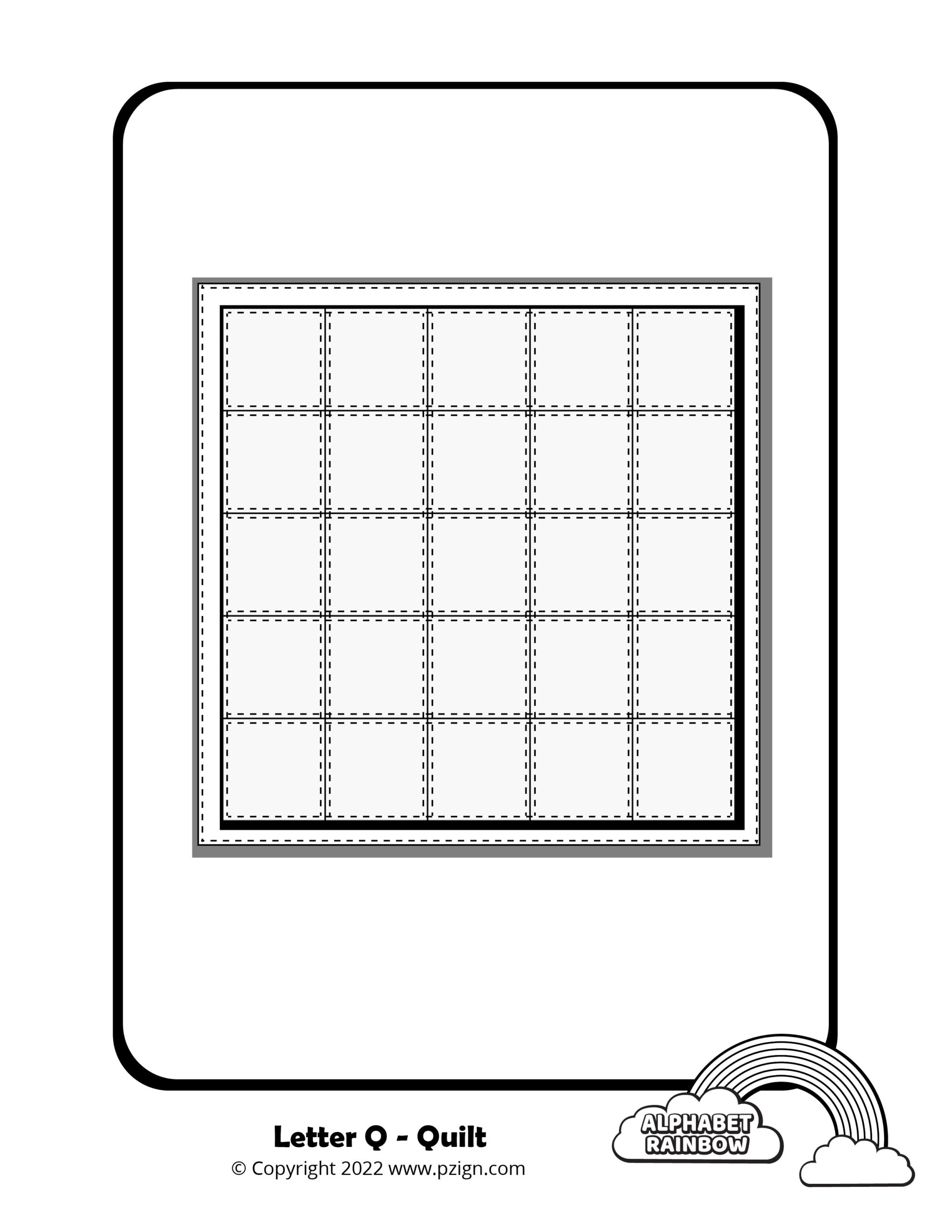 Alphabet rainbow â letter q coloring pages