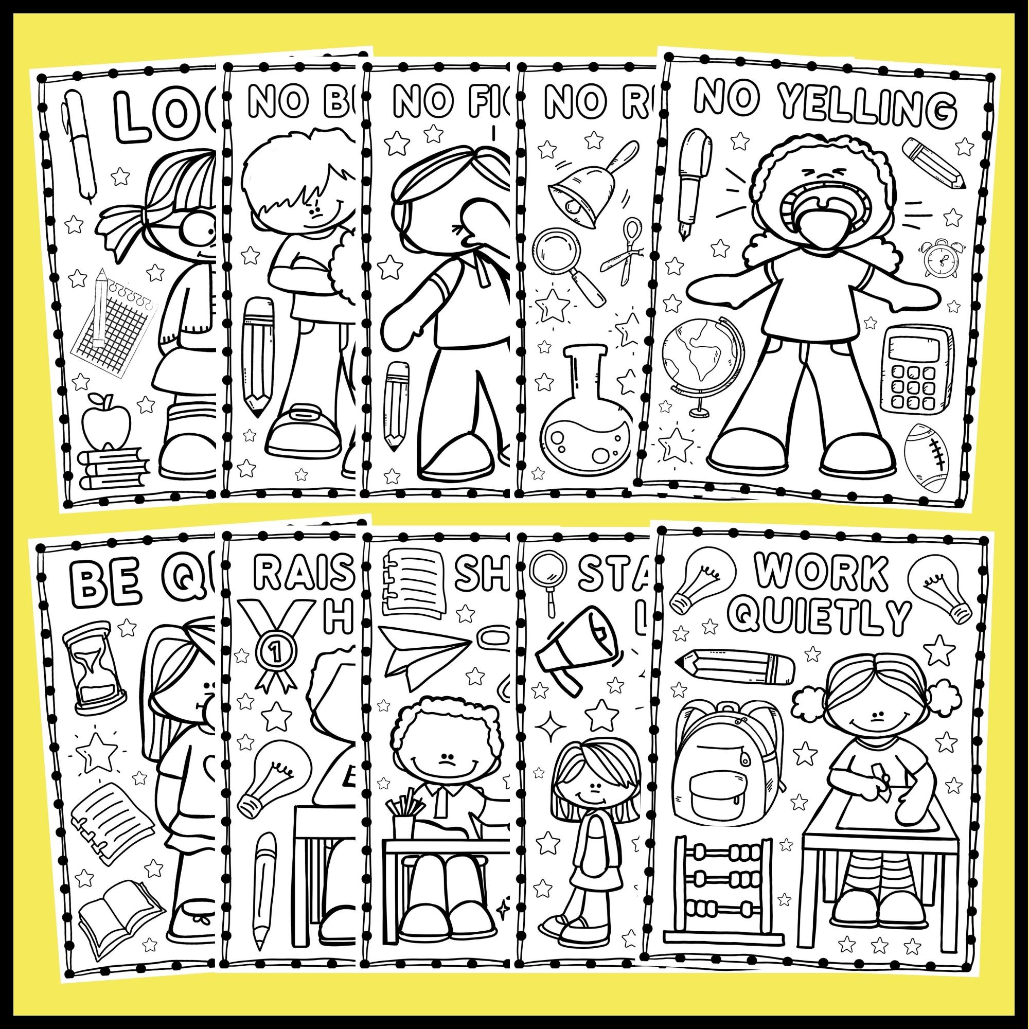 Classroom rules coloring pages