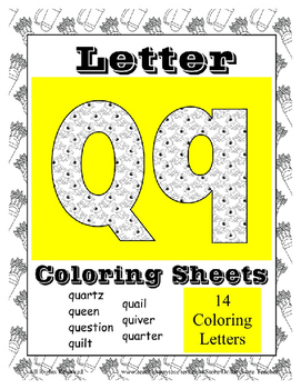 Alphabet coloring pages for the letter q beginning sound pictures for q
