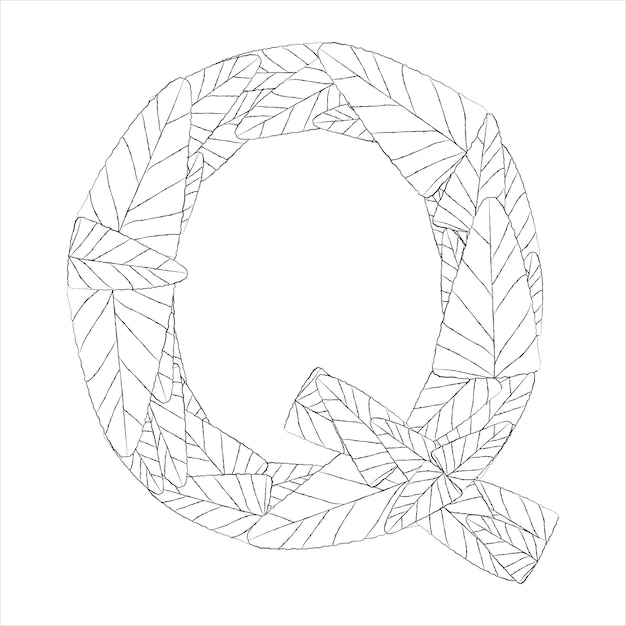 Premium vector hand drawn capital letter q in black coloring sheet for adults