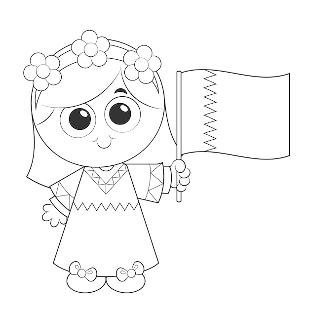 Premium vector qatar national day celebration on december coloring page activity for kids vector illustration