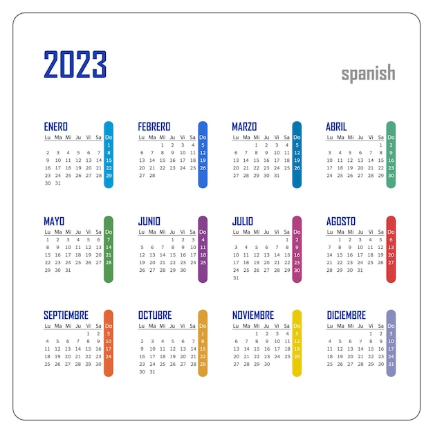 Calendario de bolsillo en el aão calendario cuadrado en color paãol la semana comienza el lun plantilla vectorial para negocios vector premium