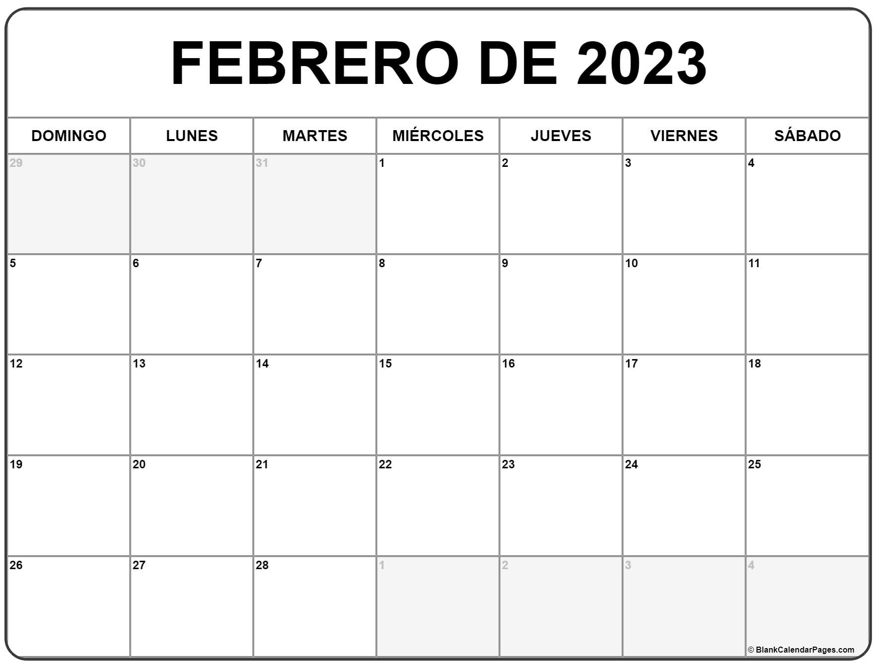 Febrero de calendario gratis calendario febrero