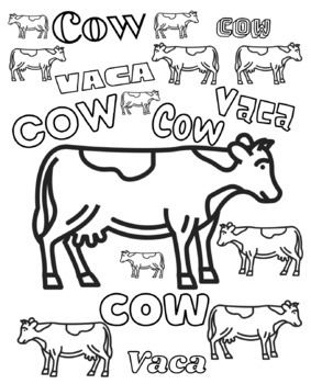 Coloring pages of basic terms in english spanish by lakeside creations