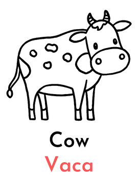Bilingual spanish english farm animals coloring pages