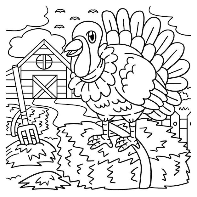Pavo pãgina para colorear para niãos vector premium