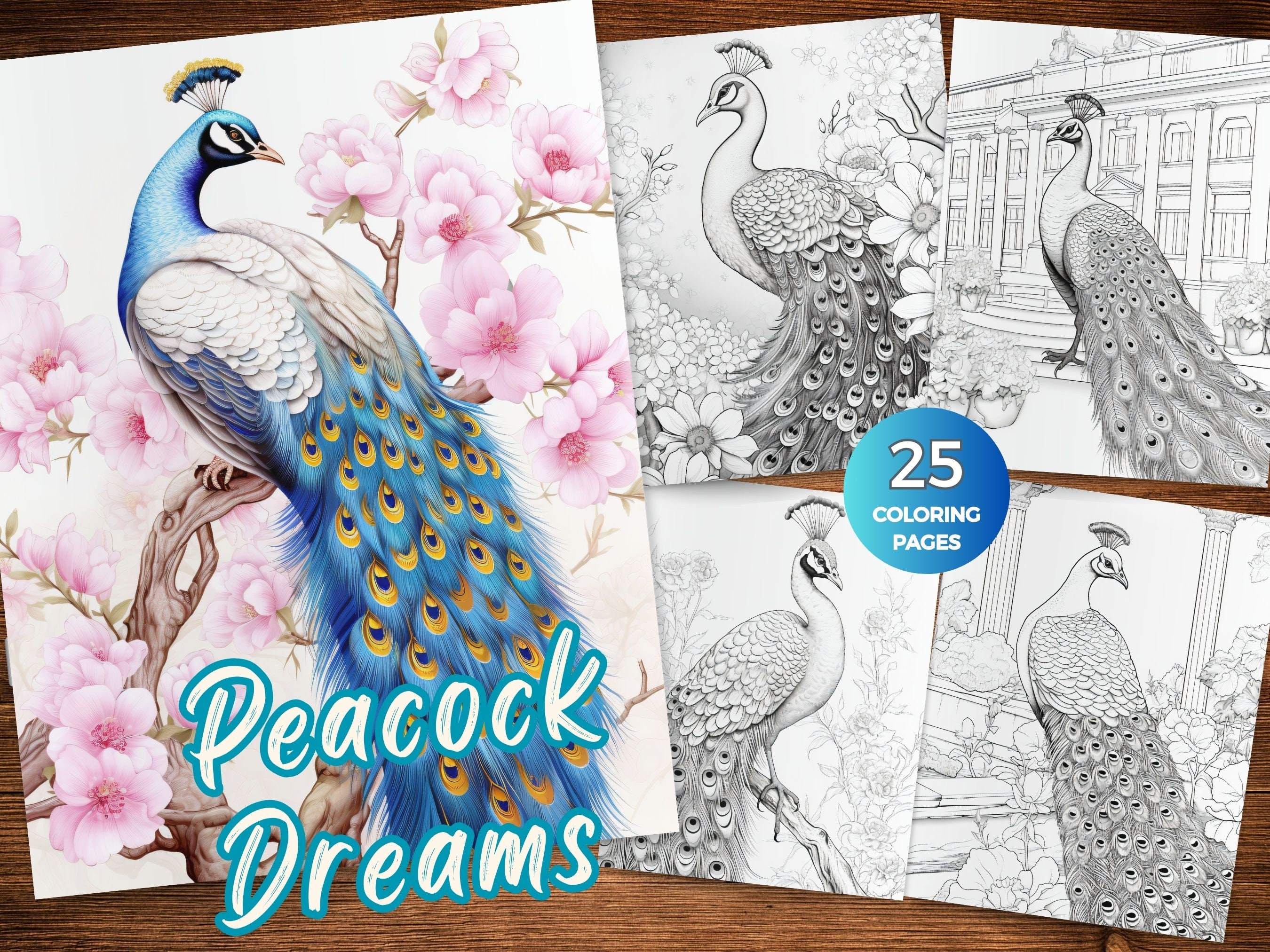 Pavo real imprimible pãginas para colorear de pavos reales descarga instantãnea libro para colorear en escala de grises con intrincados pavos reales imprimible pdf aves