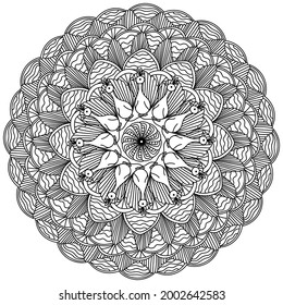 Contour mandala con pavos reales pãgina vector de stock libre de regalãas