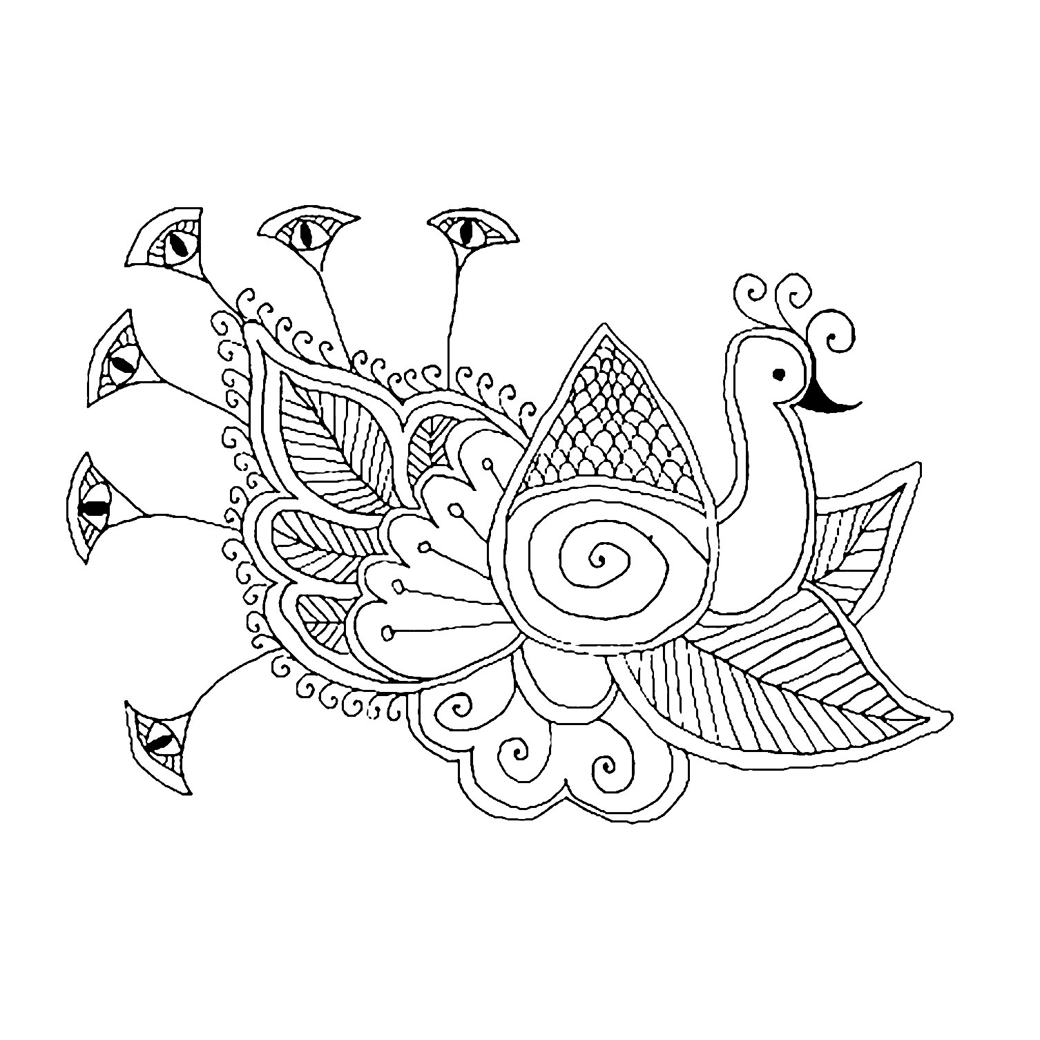 Dibujo gratis de pavo real para imprimir y colorear