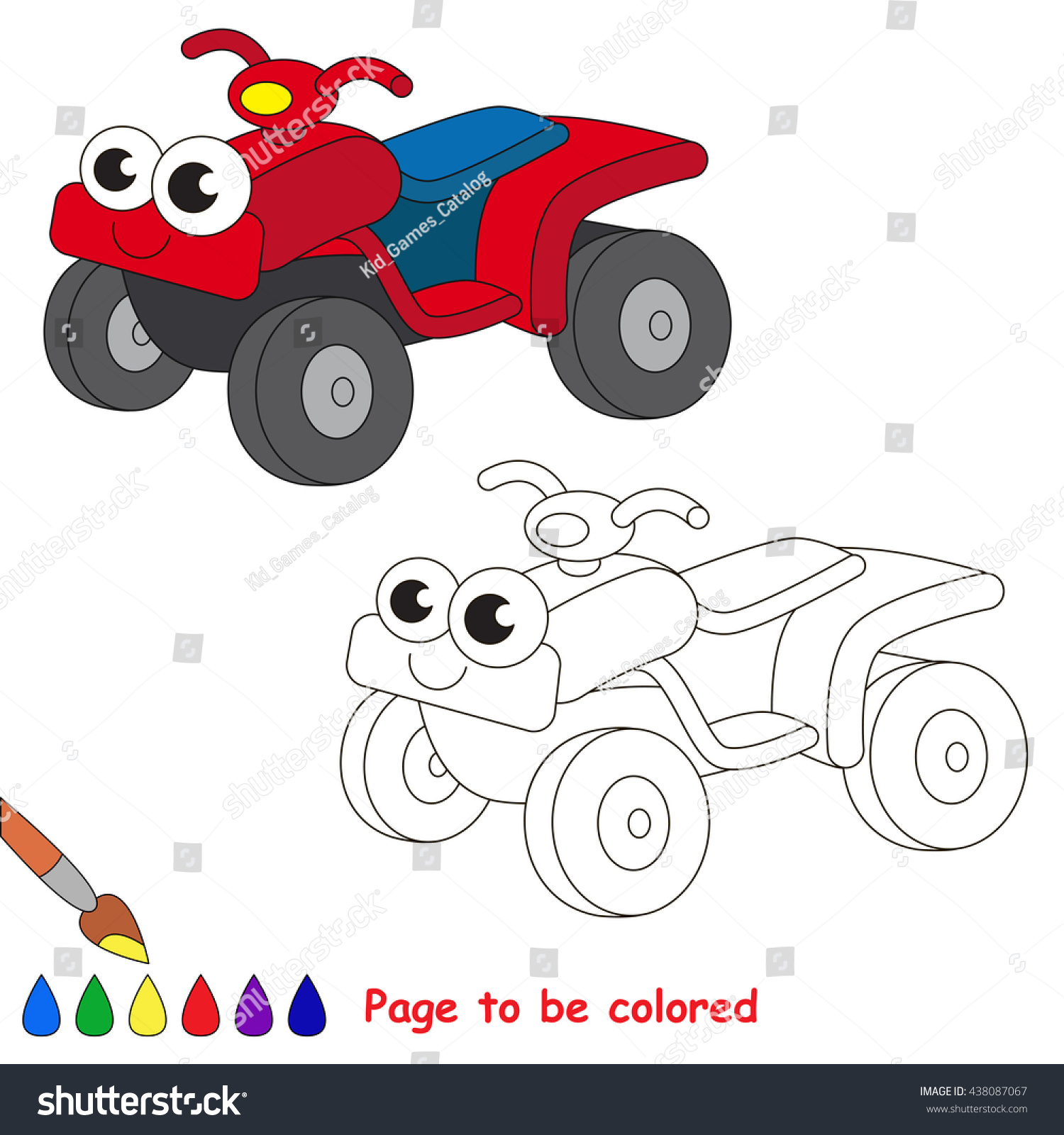 Quad bike be colored coloring book stock vector royalty free