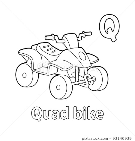 Quad bike alphabet abc coloring page q