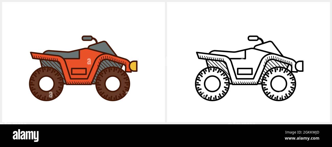 Quad bike coloring page for kids atv bike stock vector image art