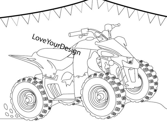 Atv four wheeler pin the tire on the wheeler birthday party game and free coloring page instant download you print
