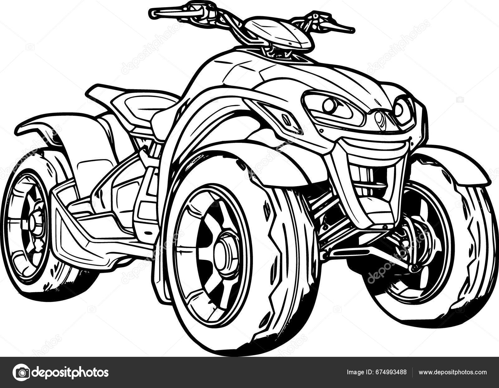 Quad bike coloring page stock vector by jambulboy