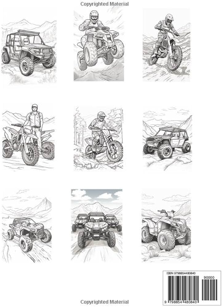 Atv sxs dirt bike coloring book adult youth coloring book for the offroad and atv enthusiast stanley ryan books