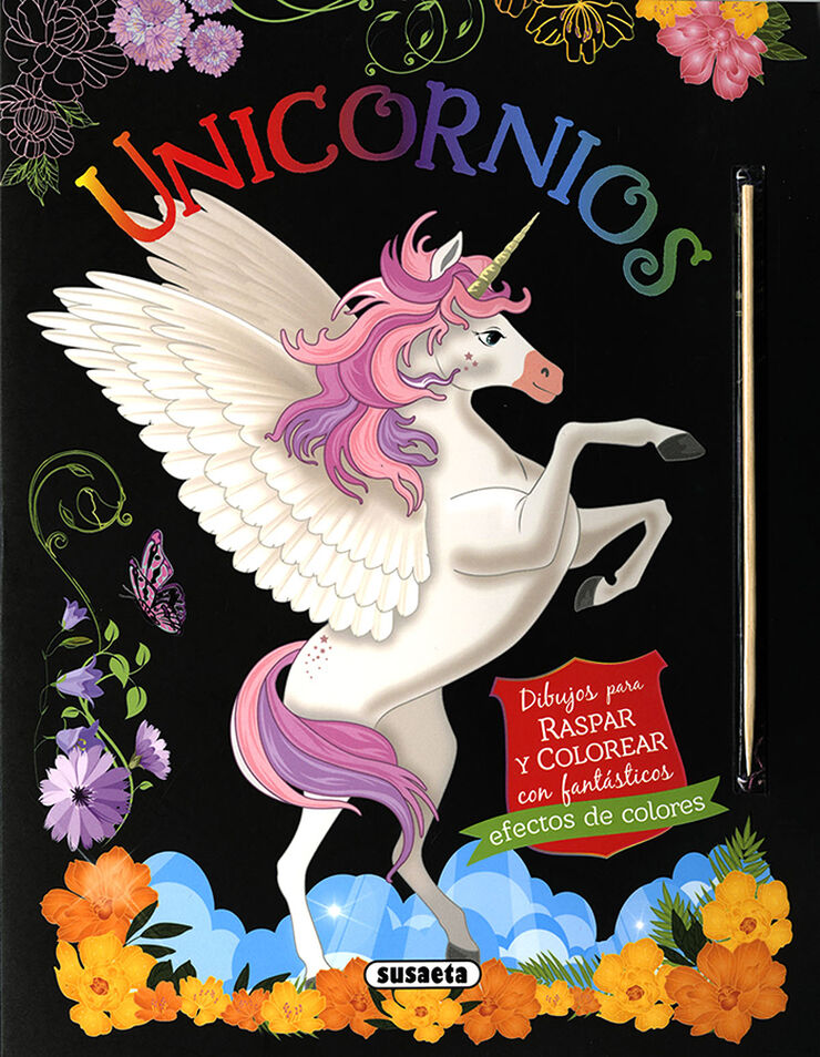 Unicornios dibujos para raspar y colorear