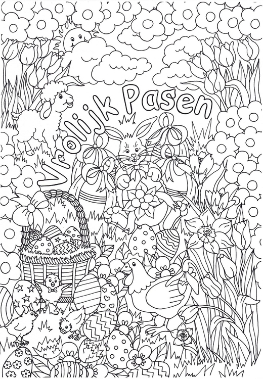 Desenho para colorir feliz pãscoa