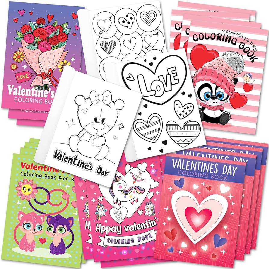 Libros para colorear para el dãa de san valentãn para niãos paquete de folletos de colores pequeãos en diseãos recuerdos de fiesta de san valentãn para niãos regalos educativos