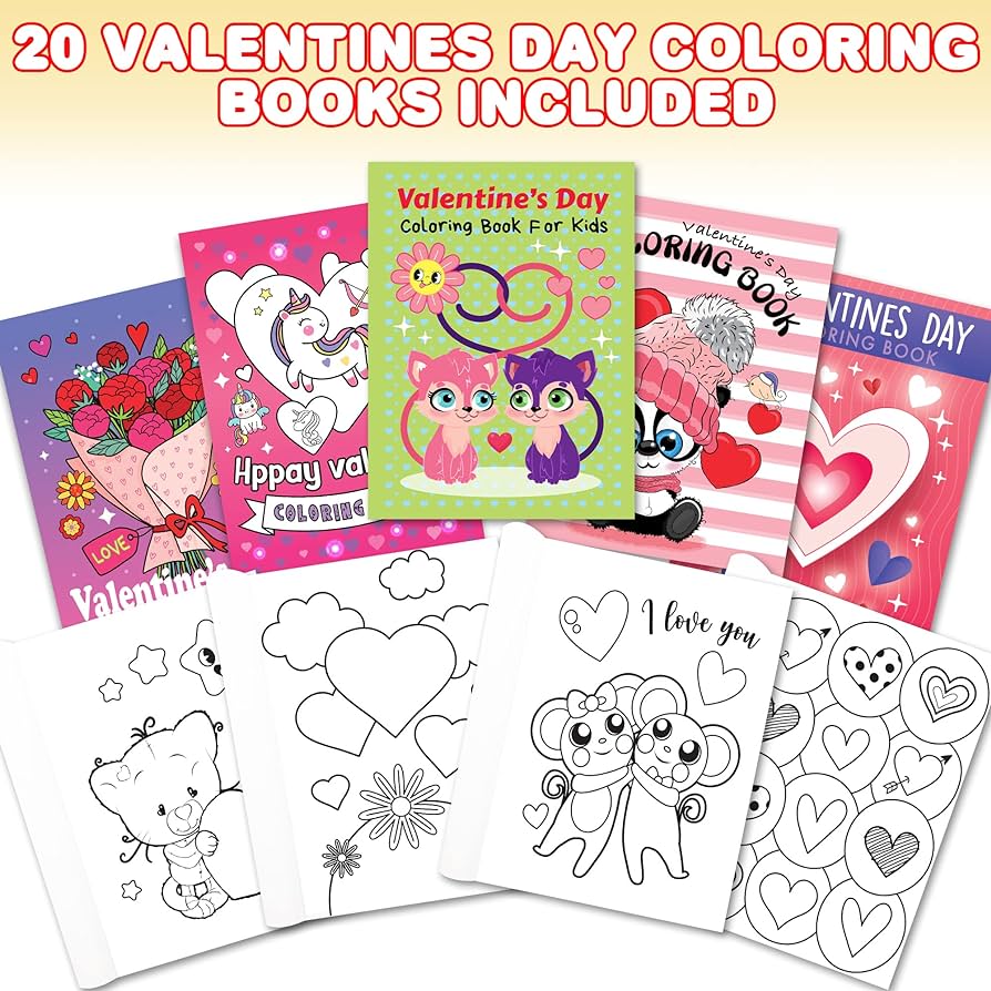 Libros para colorear para el dãa de san valentãn para niãos paquete de folletos de colores pequeãos en diseãos recuerdos de fiesta de san valentãn para niãos regalos educativos