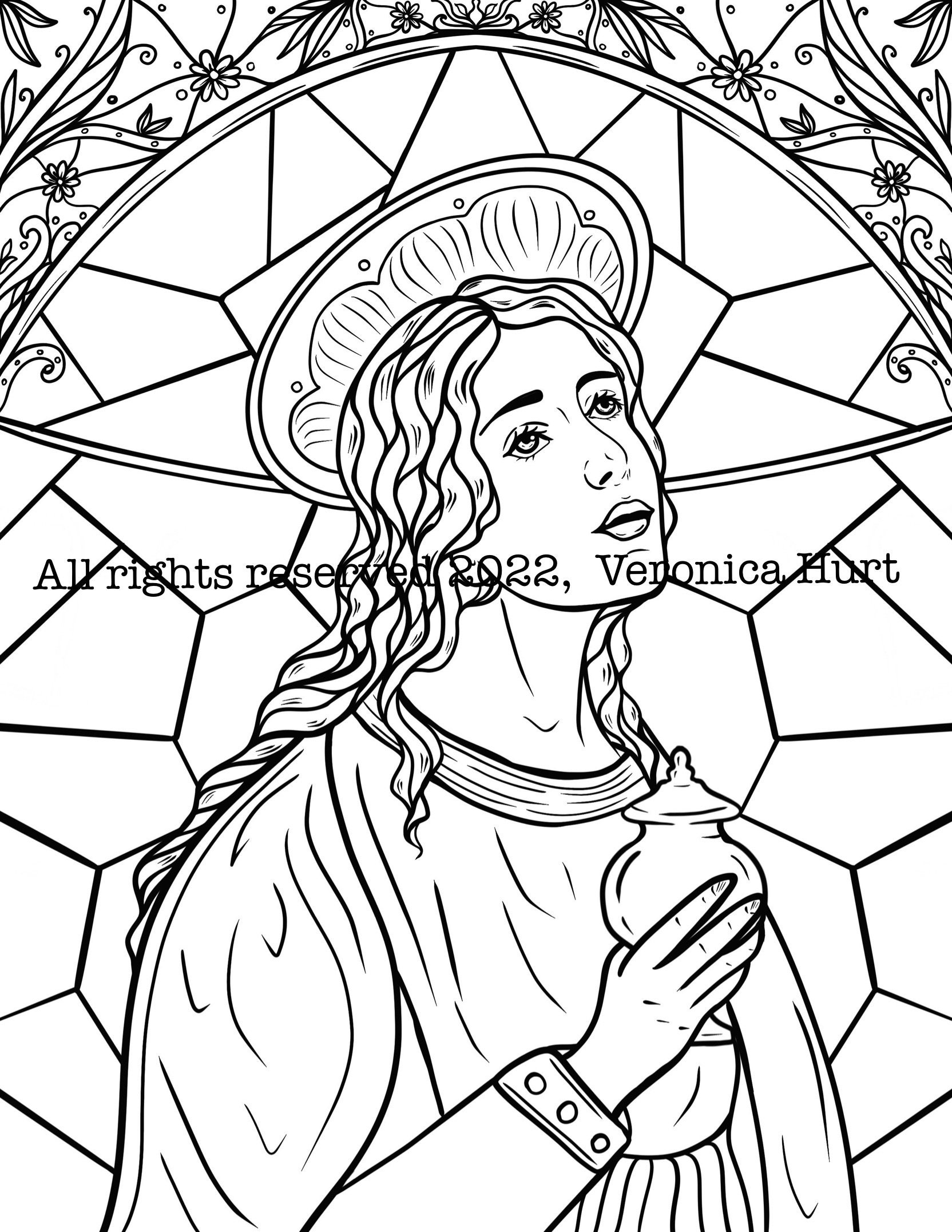 Dibujo de santa marãa magdalena catãlico para colorear vidrieras para niãos y adultos