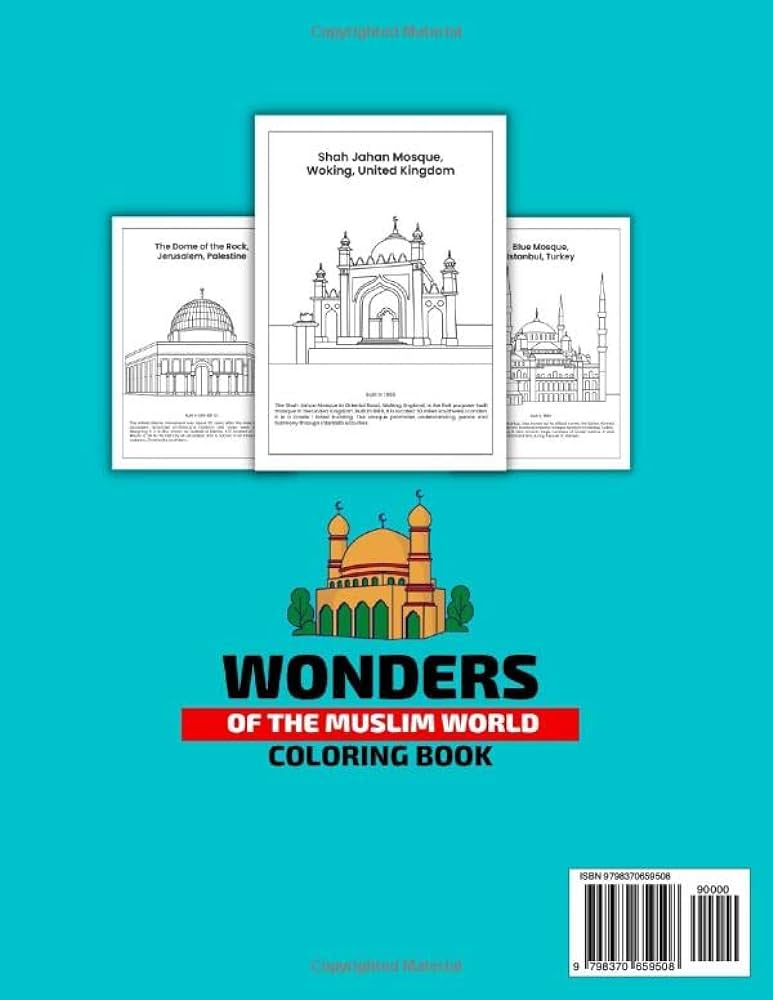 Wonders of the muslim world coloring book for kids aged