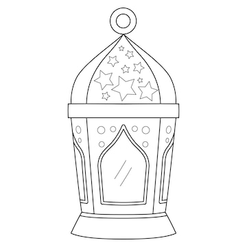 Premium vector ramadan lantern isolated coloring page for kids