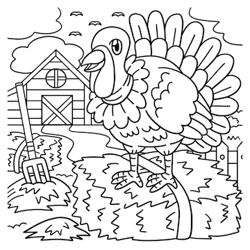 Premium vector turkey coloring page for kids
