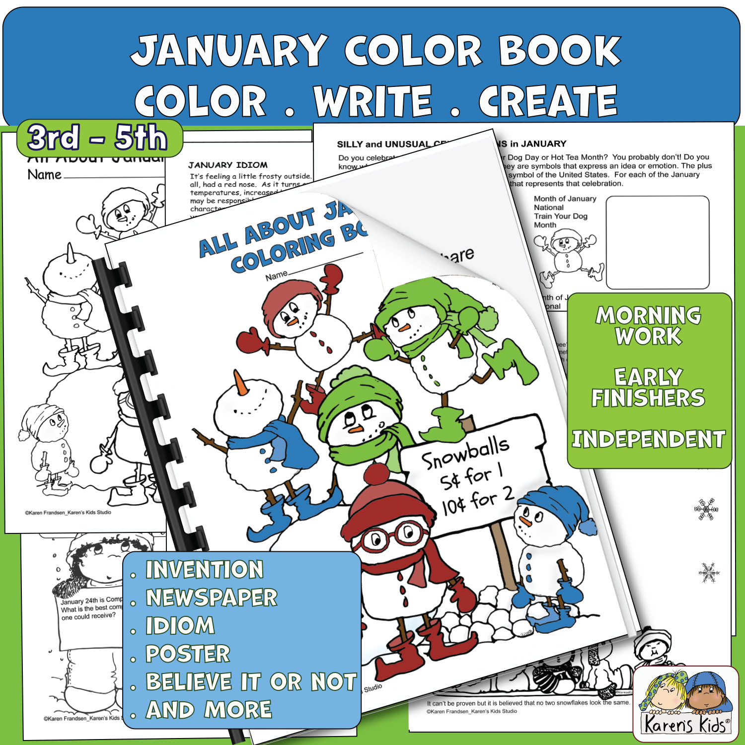 Color activity book for january rd