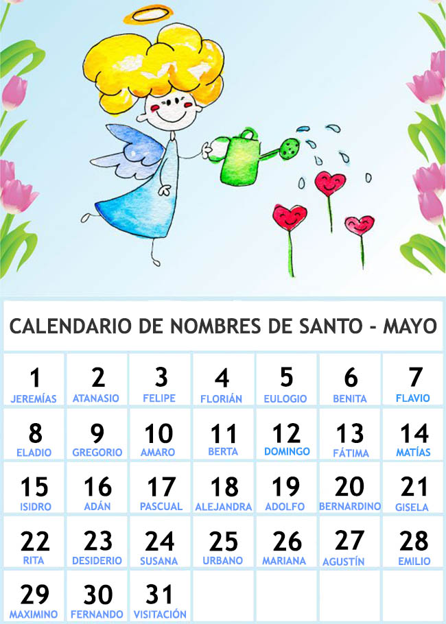 Calendario de los nombres de santos de mayo