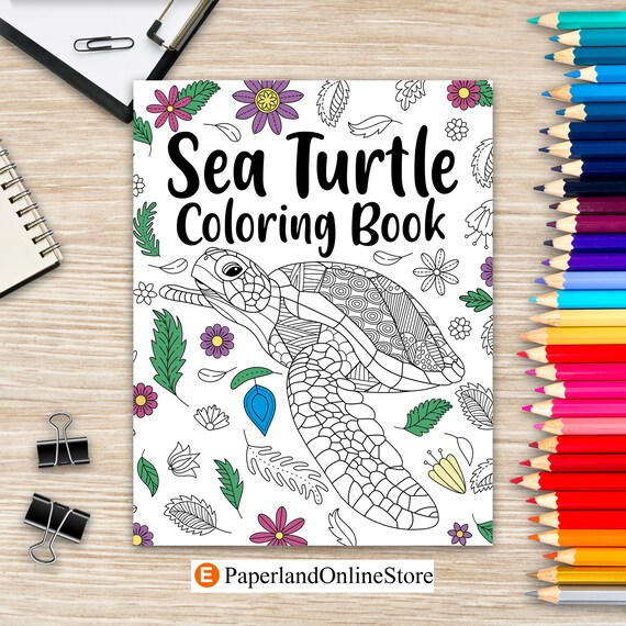 Libro para colorear de tortugas marinas libro para colorear para adultos regalo amante de las tortugas marinas pãginas para colorear de mandala floral libro para colorear de animales actividad para colorear