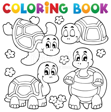 Coloring book turtle theme stock photo royalty