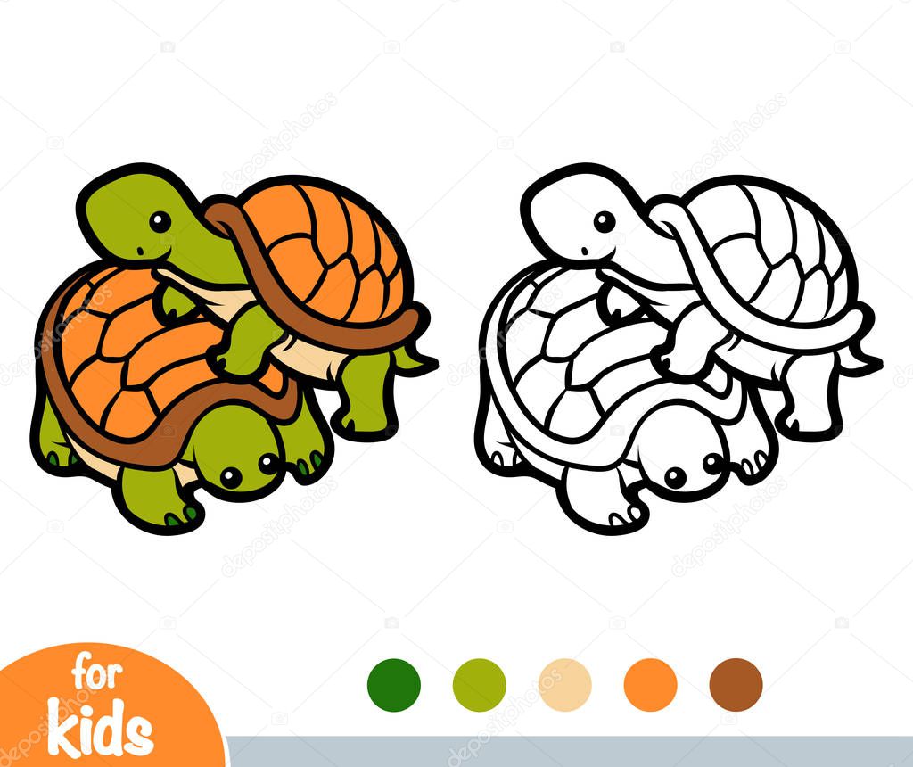 Libro para colorear para niãos dos tortugas vector de stock de ksenyasavva